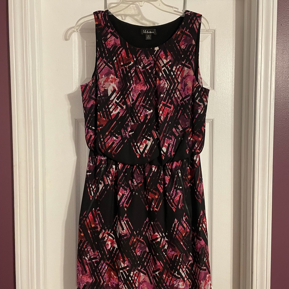 Black Patterned Mini Dress by S L fashions